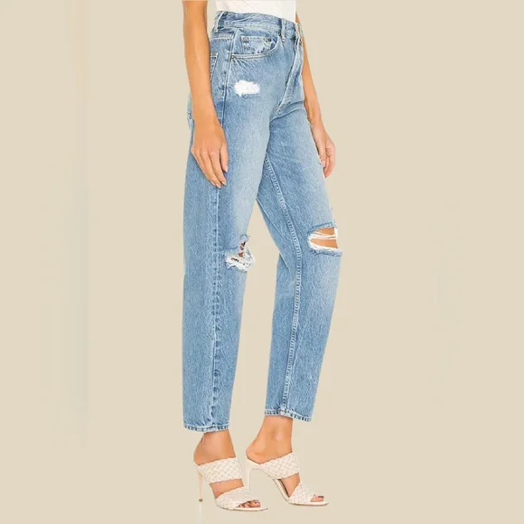 Boyish High Rise The Toby Relaxed Taper Lyocell Distressed Jeans Size 26 , 14" - Picture 5 of 16